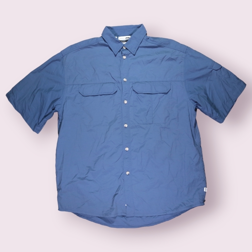 REI CO-OP Button Down Shirt UPF 50+ Blue Hunting Outdoor Size Medium
